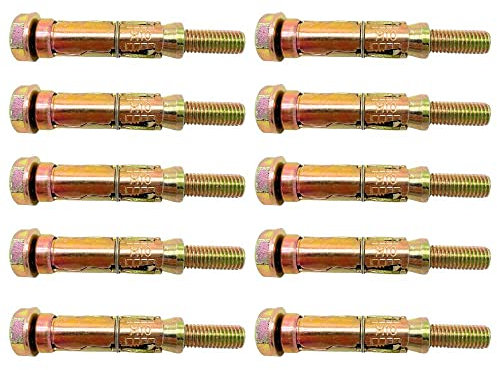 Tradeals Bulloni di espansione M10 (10 pezzi), tasselli a cuneo, ideali per edilizia, automobilistici e fai da te, precisione completamente filettata, tenuta sicura, macchine e mobili per calcestruzzo