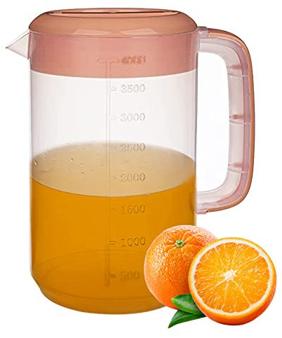 SMELEYOU Krüge, Wasserkrug, Krug mit Deckel, Plastikwasser Carafe Krug 4L Großer Karafe Getränke Krug Clear Drink Pitcher Krug für Sommergetränke Machen