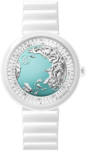 CIGA Design Automatik Uhr Damen - Blue Planet Ice Age U Serie Armbanduhr aus Keramik Modestil Saphirglas mit Armband aus Keramik und Silikon