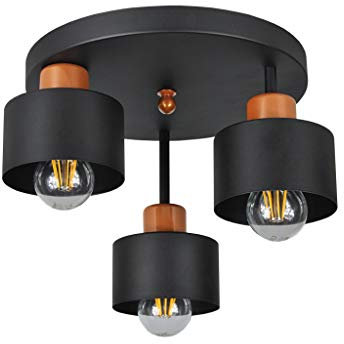 alfalux Lampe Deckenlampe LED 3 Flammig Deckenleuchte Metall E27 Geeignet Industriell Schlafzimmer Küche Wohnzimmer OST3030MO Schwarz Messing