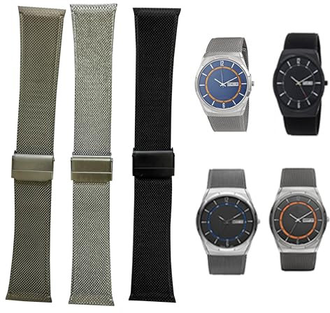 NZZXTO Replacement Watch Band for Skagen Unisex Watch with Screw 28mm (hole spacing 15MM) （28mm Black