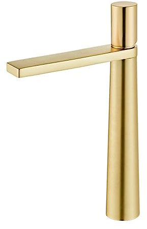 Wasserhahn Badezimmer,Armatur Waschbecken Bad,Wasserhahn Waschbecken,Waschbeckenarmatur Bad,Einhand-Einloch-Warm- Und Kaltmischung Aus Kupfer,Gebürstetes Gold + Hoch