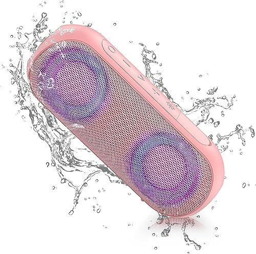 NOTABRICK Bluetooth Lautsprecher with RGB Light, Tragbarer Music Box BT5.0, 30W True Wireless Stereo, IPX7 Wasserdicht, 24h Akku for Zuhause Draußen Strand Party Reisen(Rosa)