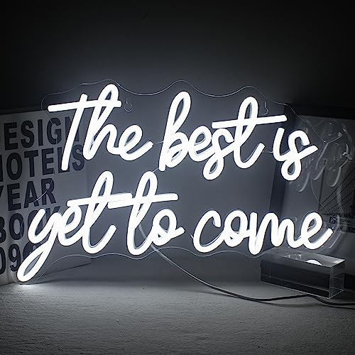 Horseneon The Best is Yet to Come Neon Sign, White LED Neon Light for Wall Decor USB Power Letter Neon Light Sign for Bedroom Pub Home Bar Room Club Party Window Decor