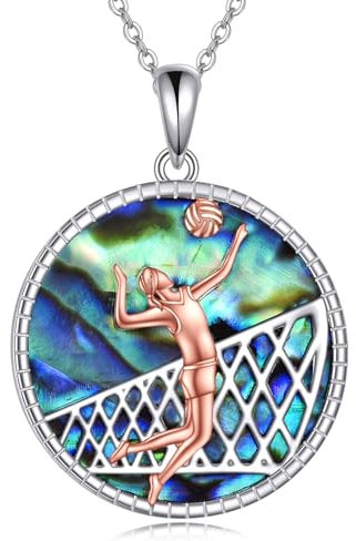 VONALA Volleyball Halskette Sterling Silber Sport Halskette Volleyball Spieler Anhänger Kette Schmuck inspirierender Geschenke für Damen Frauen Mädchen