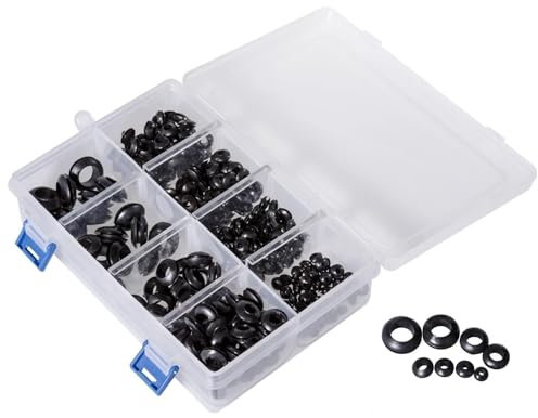 295 Teiliges Kabel Durchgangstüllen Sortiment Gummitüllen zur Kabeldurchführung| 8 Größen | für 6mm bis 18mm Bohrlöcher | für Max. 2,4mm Bleche