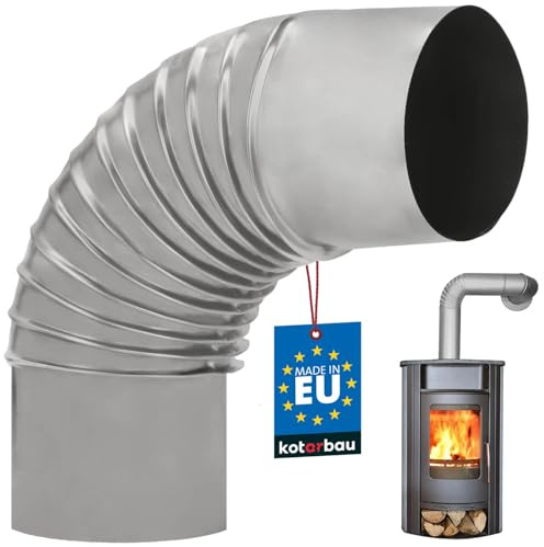 KOTARBAU® Chimney Pipe Bend, 90° Bend, Diameter 120 mm, Stove Pipe, Flue Pipe Made of Sheet Metal, Exhaust Pipe Elbow for Fireplace, Stove Knee, Silver Pipe Angle