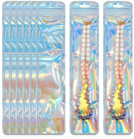 NICENEEDED 50 Stück Wiederverschließbare Holografische Beutel, Stiftverpackungsbeutel, Folien-Druckverschluss-Stift-Probenbeutel, Geruchsdichte Beutel Für Kleine Unternehmen Lipgloss Schmuck