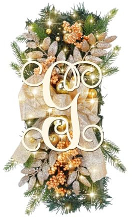 Kielsjajd Adventskranz, Türkranz für Weihnachten, Weihnachtsdeko Adventsgesteck Weihnachtsgesteck Adventsgesteck Adventskranz Weihnachtsmotiv, für Haustür, Kamin,Weihnachtsdekoration (G, One Size)