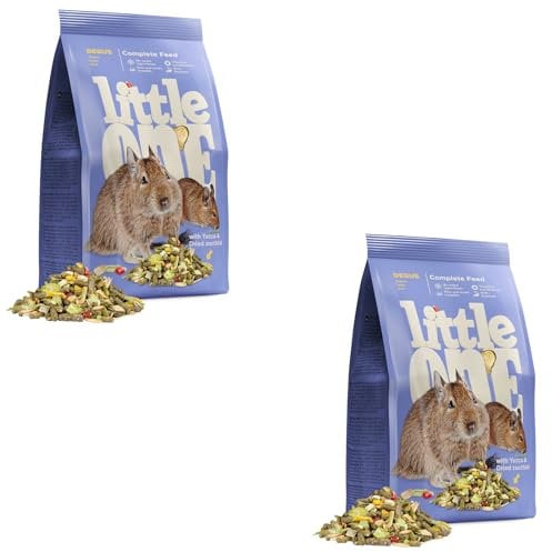 Little One Mangime completo per Degus | Confezione Doppio | 2 x 400 g | Ricco di Fibre lunghe e senza Ingredienti dolci | Contiene Pellet di Fieno, erba Medica essiccata, Pastinaca e Zucchina