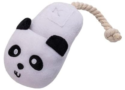 Dog Squeaky Toy, Durable Animal Shape Slipper Dog Chew Toys with Hemp Rope,Dog Puzzle Feeding Interactive Toys for Small Medium Large Dogs_Panda