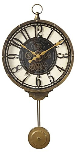 LUOYAOB Moderne Wanduhren Schmiedeeiserne Retro-Wanduhr, im europäischen Stil, alte Handwerkskunst mit Zahnrad, arabische Ziffern, Pendeluhr, Heim-Art-Deco-Uhr, for Küche/Wohnzimmer, Kneipe/Café/Bar