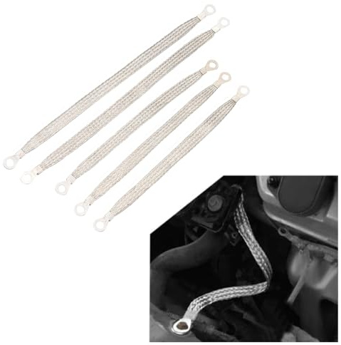 Blueshyhall Erdungsband Auto Motor Masseband, 2 x 33 cm und 3 x 25 cm Erdungsbänder, Erdungsband Kupfer Kfz