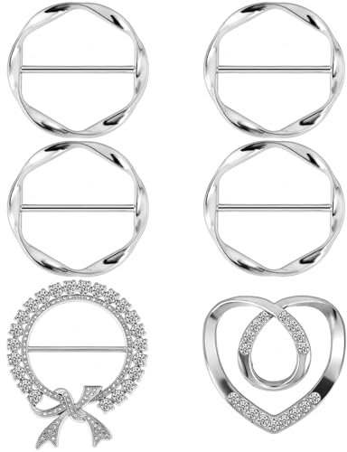 Abeillo 6 Stück T Shirt Clips,Metal Gürtelschnalle Damen,Schnalle Schal Seidenschal Ring Saum Knoten Hemd Krawattenklammer,Runder Kleidungs Eckknopf für Frauen und Mädchen