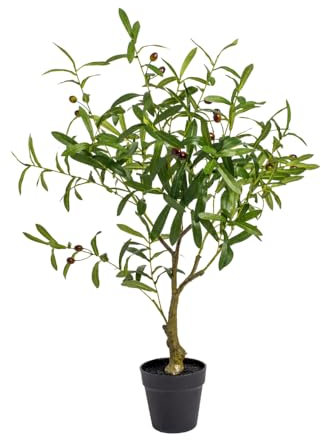 Naturae Decor Olivenbaum, lebensechte künstliche Zimmerpflanze für den Innenbereich, 83,8 cm hoch