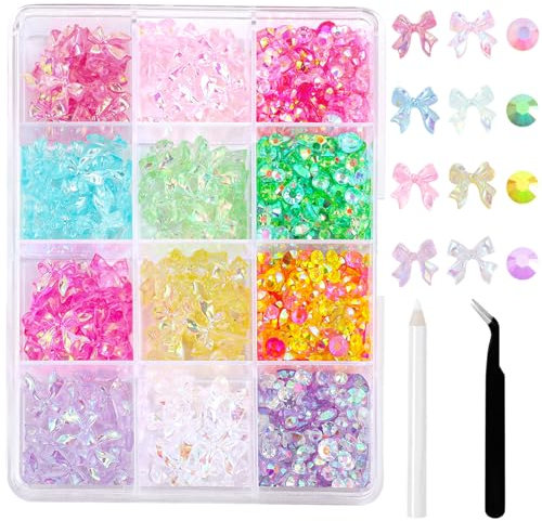 Colorich 500pcs 3D Nail Charms - Bow Charms for Nail Art Decoration DIY Crafts Design Accessories