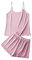 Weardear Pyjama Femme Ete sans Manches Ensemble de Pyjama en Volants pour Femme Vêtements de Nuit Sexy Hauts et Shorts 2 Pièces, Rose, L
