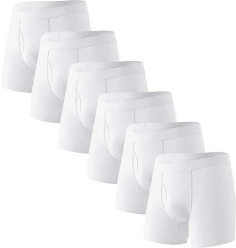 HAVVIS Boxer da uomo, in bambù, super morbidi, traspiranti, in confezione multipla, da uomo, C03 – Confezione da 6 – Bianco, XL