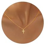 ESHIONER Kreuz Kette Damen Gold Kreuzkette Kreuz Anhänger Halskette Layered Wasserfest Kette Kreuz Choker 18K Gold Vergoldet Damen Christlicher Schmuck Geschenke für Damen Mädchen