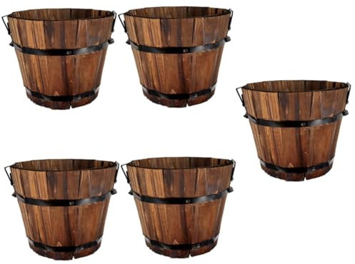 Toddmomy 5stücke Holzfass Blumentopf Im Vintage-Stil Wiederverwendbarer Pflanzer Für Drinnen Und Draußen Für Sukkulenten Dekoratives Element Garten Und Balkon Maße