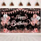 Bannière d'anniversaire or rose noir décoration anniversaire femme fille fond bannière d'anniversaire pour fête d'anniversaire décoration de fête