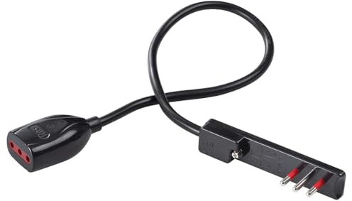 Prolunga nera da 50cm con spina ultrapiatta 10A e presa 10A, spina piccola, ideale per spazi ristretti, dietro mobili e elettrodomestici, prolunga salva spazio