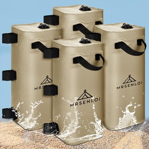 Mrsenloi Baldachin Wassergewichte Tasche Set von 2,2 kg Pavillons Zelt Wassergewichte Set, 4 Beingewichte für Pavillon, Pop-Up Baldachin, Vordächer, Zelt (Beige 25L)