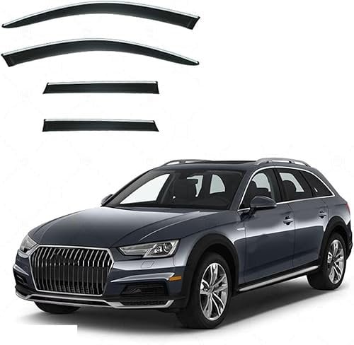 VYWPTOWSX Windabweiser Autofenster für Audi A4 2016, Seitenfenster-Windabweiser Visiere Regenschutz Abweiser Wind Regen Auto Zubehör