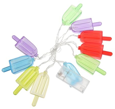 TOPPERFUN LED Lichterkette 10 Leds mit Eiscremeform Batteriebetriebene aus Kunststoff 1,5m Zufällige Farbe für Entspannte Atmosphäre und Innendekoration im Kinderzimmer