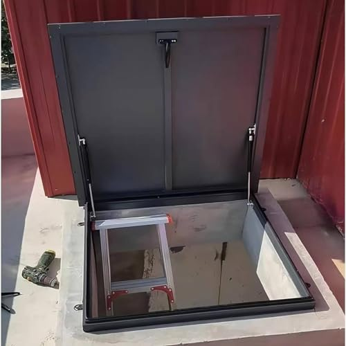 LSHFYV Dachfenster-Dachluke mit Diebstahlschutztür, Luke aus pulverbeschichtetem verzinktem Blech, Dachzugangsluke, Deckel für Dachwartungsluke,60x60cm/23.6x23.6in