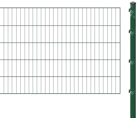 Einstabmattenzaun inkl. Pfosten zum Einbetonieren (Höhe: 100 cm, Länge: 2 m) | Einstabmatten in Grün | UV- und witterungsbeständig