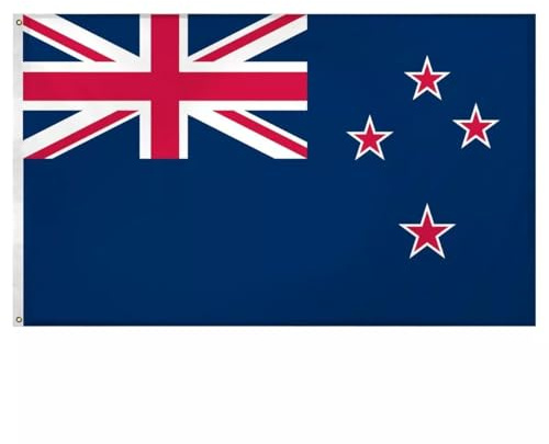 Bandera del Mundial 2026 - Bandera Nacional Oficial de 1,5 m x 0,9 m, Doble Cara con Ojales de Latón para EE. UU., Canadá y México (Nueva Zelanda)