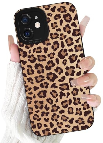 Xylota Handyhülle für iPhone 12 6,1'' Hülle, Aesthetic Leopard Muster Design Schutzhülle, Süßes Vintage Weiche TPU Stoßfeste Silikon Men Mädchen Frauen Kratzfest Kameraschutz Case, Braun