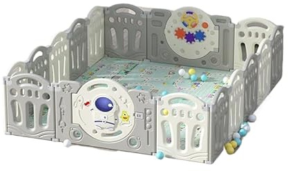 Veitoalioy Laufstall Baby, Laufstall Baby Faltbar für Drinnen Draußen, Großer Laufgitter, Kinderaktivitätszentrum Spielhof Spielplatzpark für Kinder mit Antikollisionsschaum (Y 14+2)