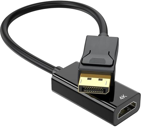4K DisplayPort to HDMI Adapter, DP to HDMI Cable 1080p/60Hz Support, Male DisplayPort to Female HDMI Converter with Audio and High Speed Transmission Video Converter for GPU, Laptop, PC, Monitor, TV