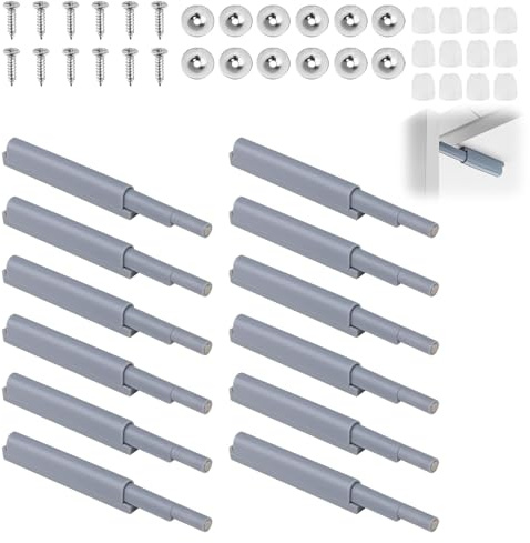 12 PCS Push to Open Door Catches, Magnetic Door Catch, Magnetic Cupboard Catches Pressure Door Damper, Push Catch Latch Opener for Doors Drawers Closet Wardrobe Closure Cabinet Furniture