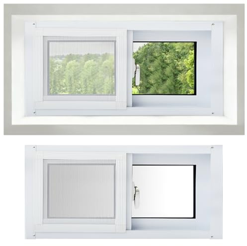 Ventana del Sótano de 40x40cm 40x50cm 40x80cm 50x50cm Ventana Corrediza con Mosquitera y Vidrio Transparente para Cocina, Baño, Cobertizos(HXW 50X50CM/19.6X19.6IN)