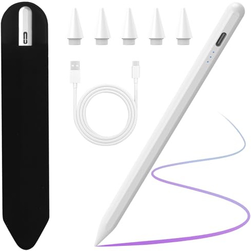 LKV Stylus Pen for Ipad Pro Air Mini 2018-2022,Fast Charging Palm Rejection | Compatible with Apple Ipad 6th/7th/8th/9th/10th Generation, Ipad Pro 11/12.9, Ipad Air 3/4/5, Ipad Mini 5th/6th Gen, White