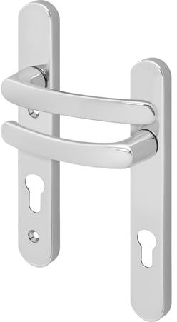 EAI Polished Chrome UPVC Door Handles, 92mm PZ Centres 122mm Screw to Screw