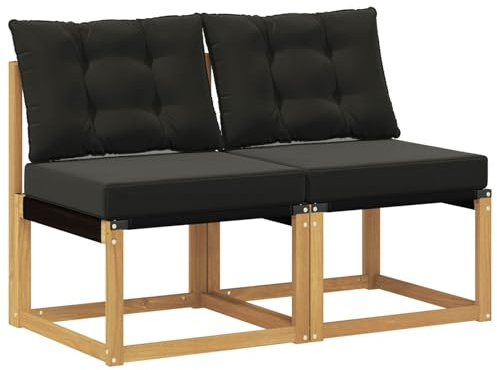 vidaXL 2 Stück Outdoor Mittelsofa, Akazienholz Balkonmöbel, modernes, Robustes Lounge-Set für vielseitige Garten-Nutzung, wetterfest und schick
