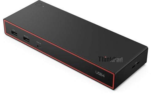 Lenovo ThinkPad USB4 Dock 5000-100W EU - USB4-Dockingstation - Schwarz mit rotem Profil
