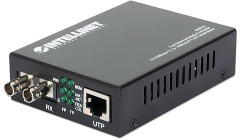 Intellinet 506519 Fast Ethernet Medienkonverter 10/100Base-TX auf 100Base-FX (ST) Multimode 2 km schwarz, 10/100 Mbit/s