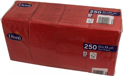 Duni 250 Zelltuch Servietten Rot 33cm x 33cm