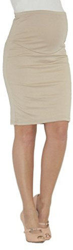 YESET Jupe de maternité Grossesse Grossesse Jupe midi Jupe Crayon - Beige, L-XL