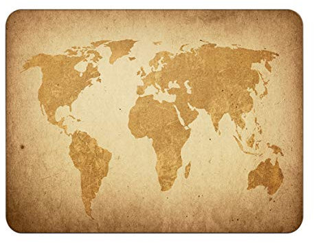 Silent Monsters Mauspad 360 x 250 mm Stoff Mousepad Weltkarte Vintage, rutschfest & leise, für Gaming Büro Office Homeoffice - 36 x 25 cm Mouse Pad Mat - Mausunterlage klein für alle Maus Arten