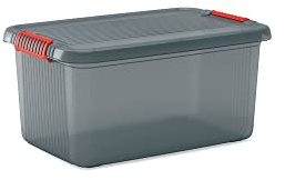 Kis 8563000 0720 01 Aufbewahrungsbox K Latch Box, 43 L, Plastik, rauchgrau/orange, 59 x 39 x 28 cm