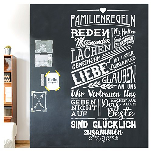 Grandora Wandtattoo Spruch Familienregeln I weiß (BxH) 58 x 120 cm I Regel Familie Wohnzimmer Flur Sticker Aufkleber Wandaufkleber Wandsticker W5498