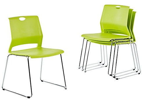 Sidanli Stacking Chairs for Business, Modern Dining Chairs for Home-Green (Set of 4)