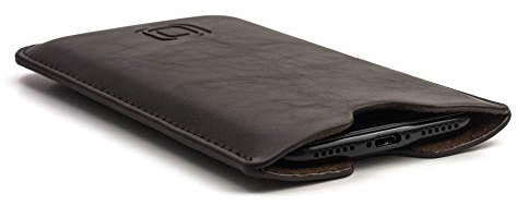 Dockem Busta Executive per iPhone 17-11, 17-12 Pro, 16e, XR (6.1/6.3 inch) – Pelle Vegana Premium Leggermente Imbottita con Fodera in Microfibra – Custodia Sottile [Marrone Scuro]