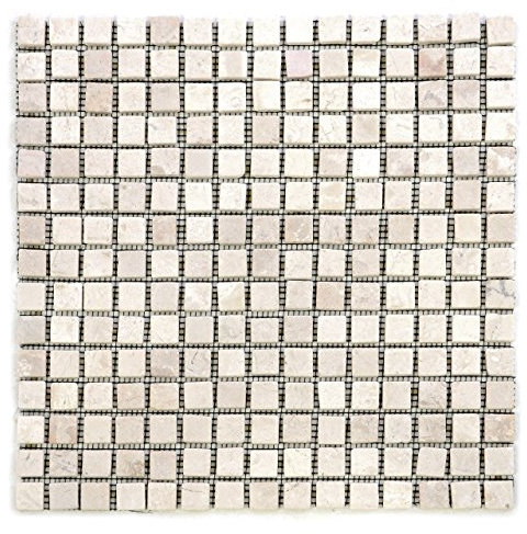 DIVERO 11 Fliesenmatten Naturstein Mosaikfliesen aus Marmor für Wand und Boden creme á 30 x 30 cm